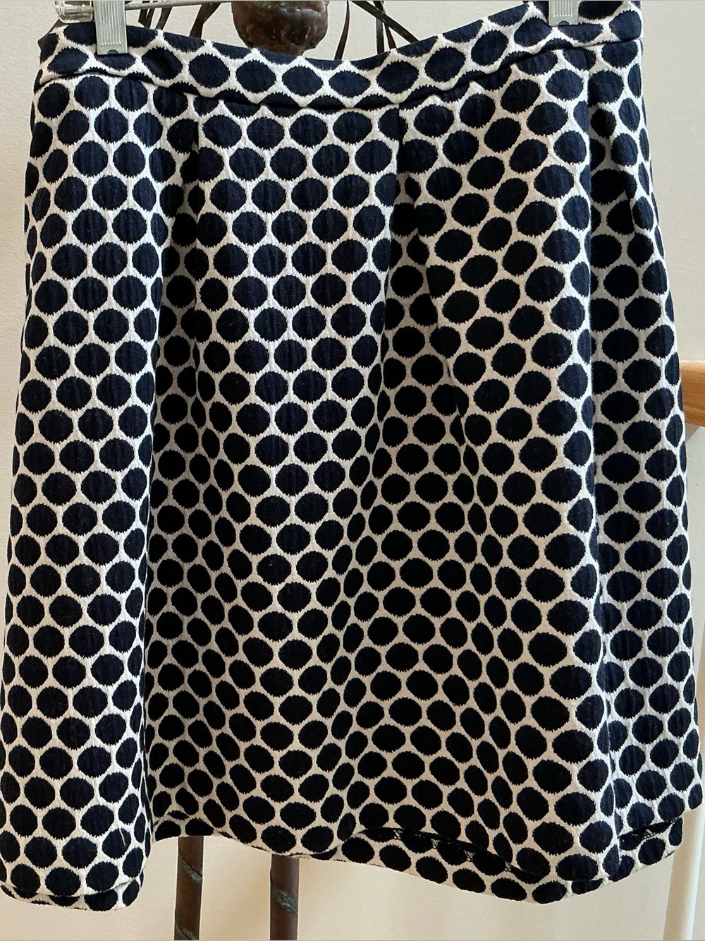 Boden Navy and White Polka Dot A-Line Skirt